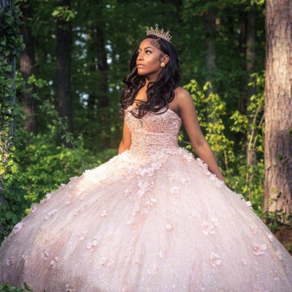 Gorgeous Sweet 16 Quincenera Pink and Gold Dress